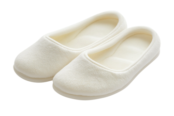 pair of white slippers isolated on transparent white background, clipping path