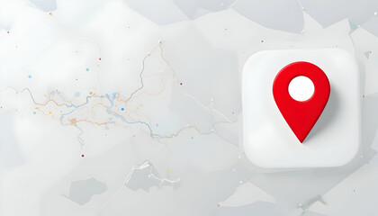Red Location Pointer Icon on Map Background Navigating Destinations