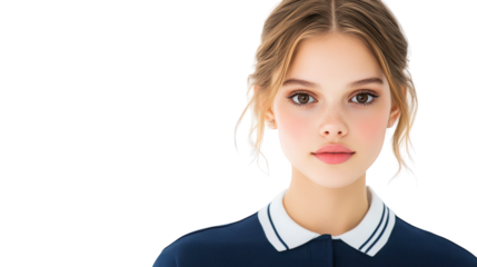 Stylish blonde woman in cozy blue sweater, a winter fashion portrait blonde