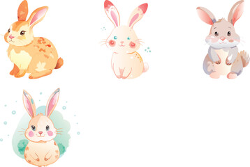 Fototapeta premium Watercolor cute rabbit watercolor vector art design on white background 