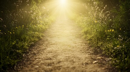 Obraz premium Golden Path Through Summer Woods