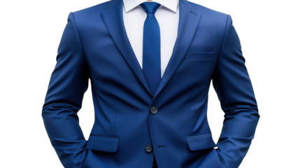 Professional man in blue suit, corporate, business and executive attire for the modern workplace