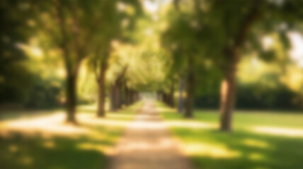 Naklejka premium Nature city park garden blur bokeh background. AI Generated Images