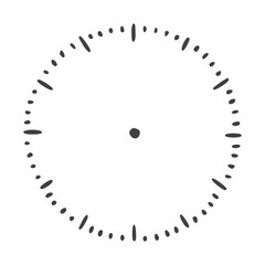Clock face no hands. Empty watch. Time dial doodle.