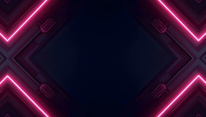 Futuristic Neon Geometric Frame with Dark Background