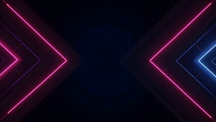 Symmetrical Neon Arrow Lights with Futuristic Glow