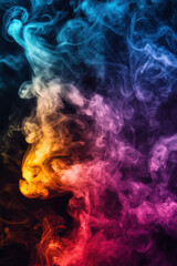 Fototapeta premium Abstract colorful particles smoke on a dark background