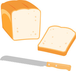 パン切り包丁と切った食パン