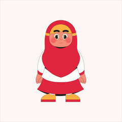 Muslim Girl Student Cartoon Character Illustration