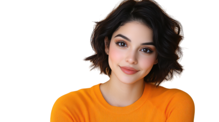 Vibrant orange sweater, a woman's autumn fashion statement of warmth and style 