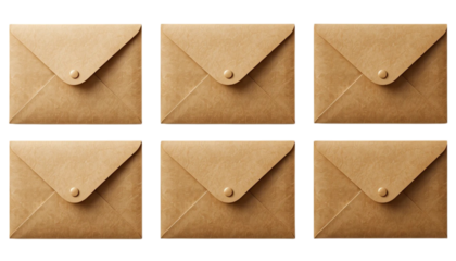 Realistic brown kraft paper envelope with neatly folded flap for mailing, communication, and office stationery. Classic postal design PNG