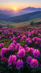 Fototapeta premium a beautiful sunrise over the carpathian mountains,