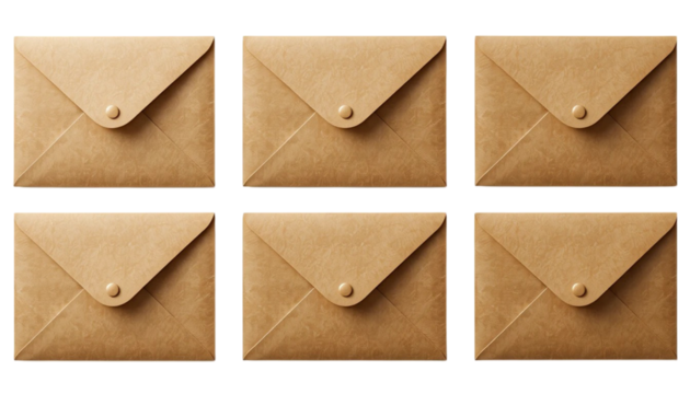 Realistic brown kraft paper envelope with neatly folded flap for mailing, communication, and office stationery. Classic postal design PNG