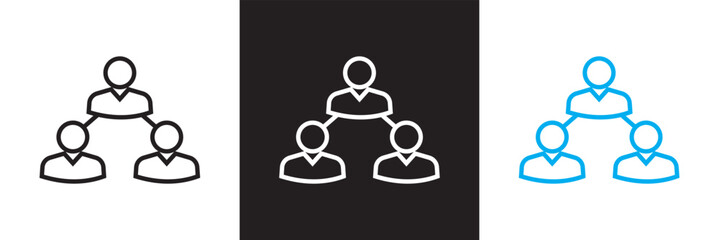 Icons related to hierarchy. Isolated on white and black background. Vector illustration. EPS 10