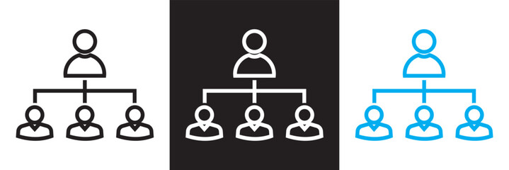Icons related to hierarchy. Isolated on white and black background. Vector illustration. EPS 10
