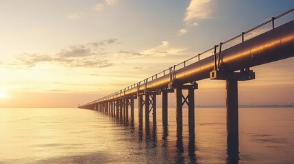 Obraz premium Offshore Pipeline at Sunset.