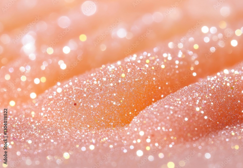 Poster close-up of shimmering sparkly texture with soft pink hues and glimmering particles for background o