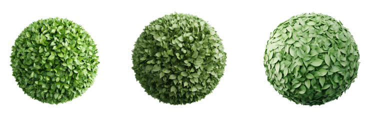 Set off 3D render of a green planet Earth made  leaves, isolated on a Transparent background