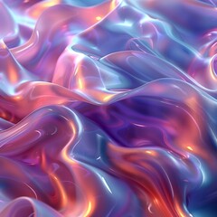 Obraz premium Retro Y2K Holographic Gradient Background with Vibrant Purple and Cyan Abstract Shapes