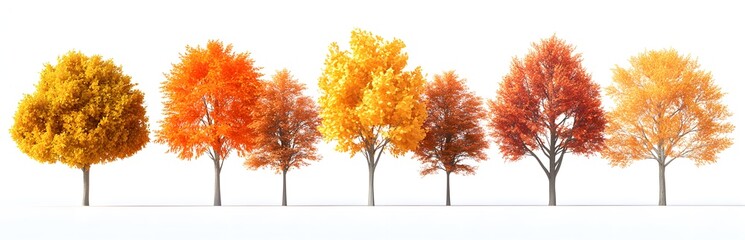 Fototapeta premium Autumn Trees Gradient Fall Colors Isolated (1)