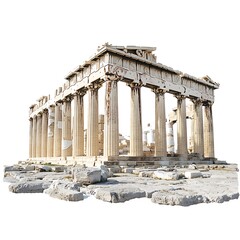 Obraz premium Majestic Parthenon: Iconic ancient Greek architecture, showcasing the grandeur of the Parthenon with its Doric columns, intricate carvings, and historical significance. 
