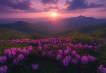 Obraz premium a breathtaking sunrise over the carpathian mountains,