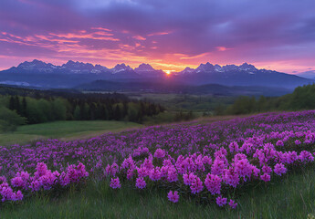 Obraz premium a breathtaking sunrise over the carpathian mountains,