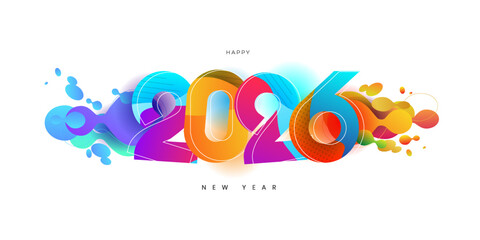 Happy new year 2026 design concept, Happy NewYear Greeting Card Number. Happy new year 2026 cover design, for banners, posters, backgrounds and greetings