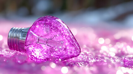 Fototapeta premium Broken heart bulb, snow, winter, idea