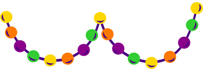 Mardi Gras Decorative Beads Banner Hand Drawn Vector Illustration