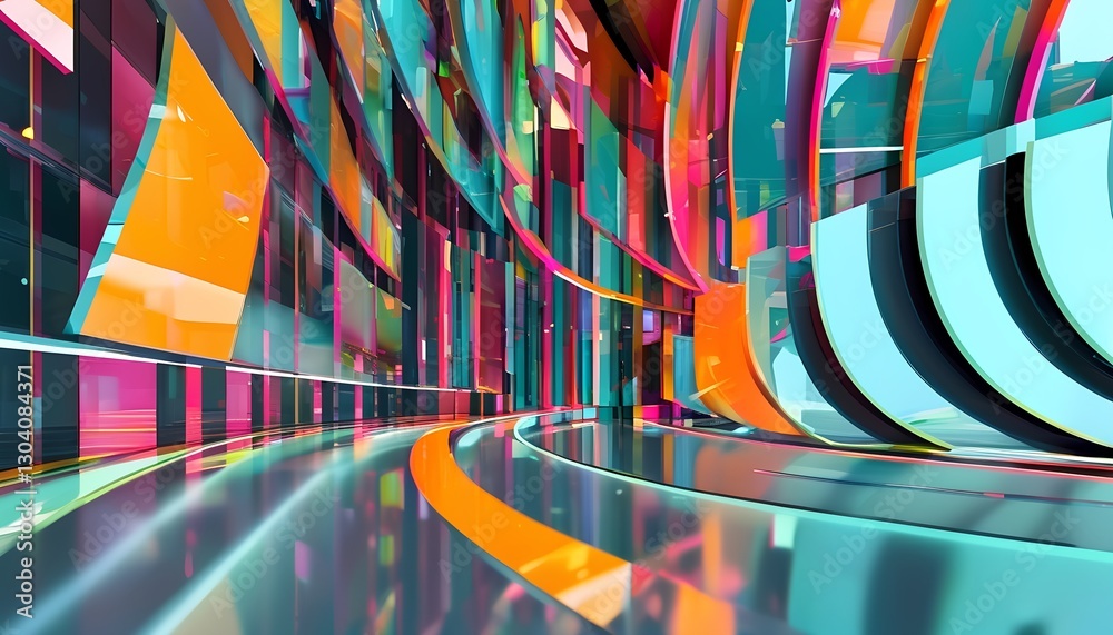 Poster dynamic abstract design digital studio 3d visualization modern environment close-up view futuristic 