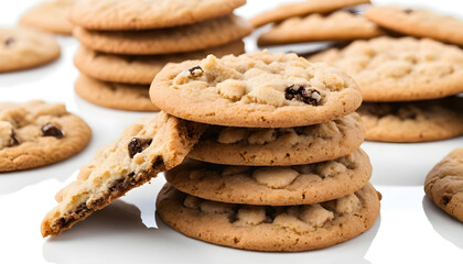 stack of a cookies isolated in a white background with its crumbs