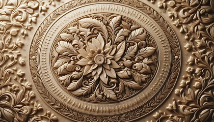Obraz premium Hand-Carved Wooden Flower – Intricate Wood Sculpture Art.