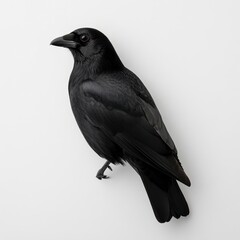 Obraz premium Black Crow Bird Portrait on White Background Studio Shot