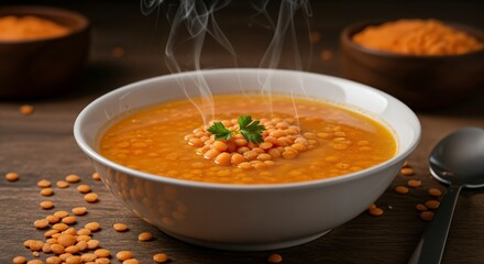 Turkish Mercimek Corbasi - Red lentil soup on an isolated background