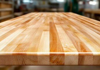 Light Brown Wooden Tabletop Close Up View
