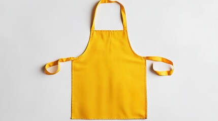 Yellow chefs apron on a white background top view