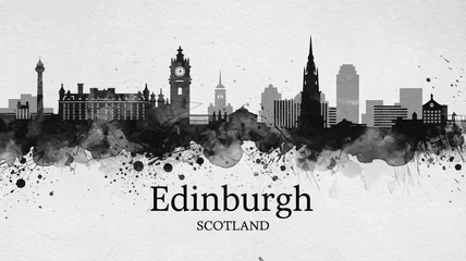 Crédence de cuisine en verre imprimé Edinburgh Scotland Skyline BW, print poster travel art illustration urban modern downtown landmarks skyscrapers artwork architecture digital design