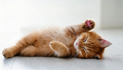 床に寝ている子猫