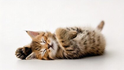 両手を上げて寝ている子猫