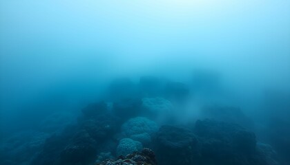 Mysterious Depths: Underwater Coral Reef in Ethereal Light