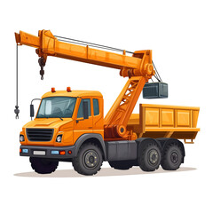 Naklejka premium Crane Truck Lifting Load Heavy Equipment Vehicle Construction Illustration