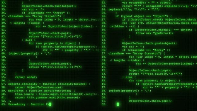 Futuristic Green Binary Code Matrix. Cyber Hacker Data Network Animation.