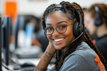 Smiling Customer Support Representative
