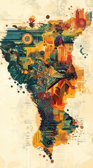 Fototapeta premium Colorful abstract art composed of various shapes and textures