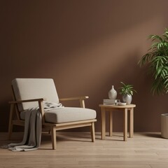 Fototapeta premium Minimalist Lounge Space with Earthy Tones