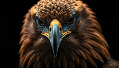 Obraz premium Close-Up Portrait of Eagle with Sharp Gaze on Black Background