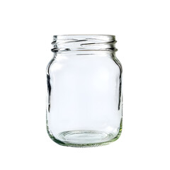 Open empty glass jar isolated on transparent