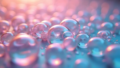 Colorful Bubbles with Soft Pastel Bokeh Reflections