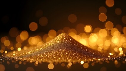 Glittering Golden Sand Particles with Sparkling Bokeh